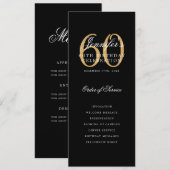 Elegant Zwart Goud 60e Verjaardagsprogramma w / Me Kaart (Voorkant / Achterkant)