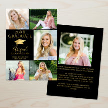 Elegant Zwart Goud 6 Foto Collage Afgestudeerde