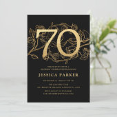 Elegant Zwart Goud 70e Verjaardag Kaart (Staand voorkant)