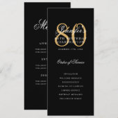 Elegant Zwart Goud 80e Verjaardagsprogramma w / Me Kaart (Voorkant / Achterkant)