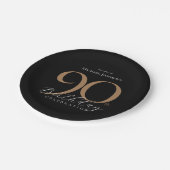 Elegant zwart goud 90ste verjaardagsfeest papieren bordje (Gekanteld)