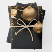 Elegant Zwart & Goud Aangepaste Kerstmis Verpakkin Inpakpapier Vel (In situ)
