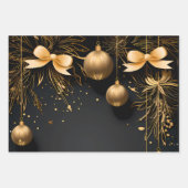 Elegant Zwart & Goud Aangepaste Kerstmis Verpakkin Inpakpapier Vel (Voorkant)
