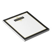 Elegant zwart goud aanpasbaar monogram notitieblok (Schuin)