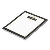 Elegant zwart goud aanpasbaar monogram notitieblok (Linkerzijde)
