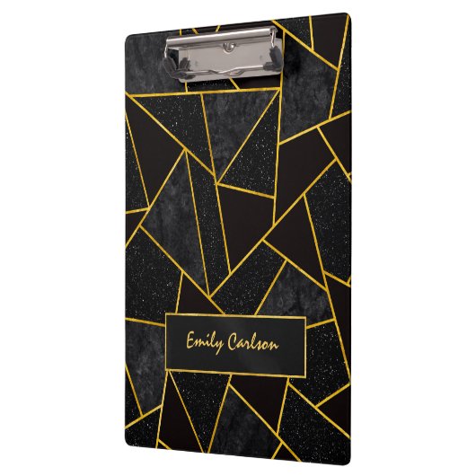 Elegant zwart goud abstract geometrisch klembord (Links)