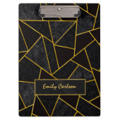Elegant zwart goud abstract geometrisch klembord (Voorkant)