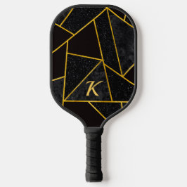 Elegant zwart goud abstract geometrisch pickleball paddle