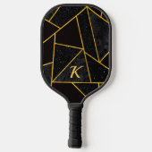 Elegant zwart goud abstract geometrisch pickleball paddle (Achterkant)