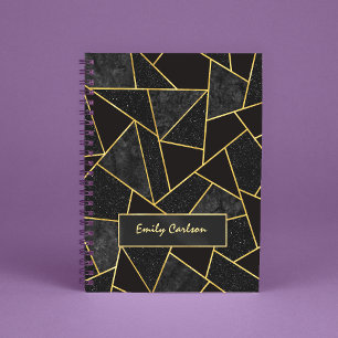 Elegant zwart goud abstract geometrisch schetsboek notitieboek