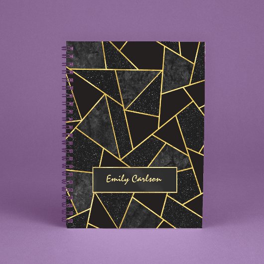 Elegant zwart goud abstract geometrisch schetsboek notitieboek