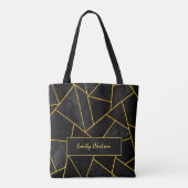Elegant zwart goud abstract geometrisch tote bag (Achterkant)