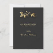 Elegant Zwart Goud Afstudeerder Pet Leaf Afstudere Bedankkaart (Achterkant)