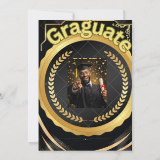 elegant zwart goud, afstudeerfoto sjabloon, anno kaart