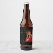 Elegant zwart & goud afstuderen bier etiket (Voorkant)