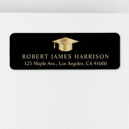 Elegant zwart goud Afstuderen retouradres Etiket