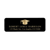 Elegant zwart goud Afstuderen retouradres Etiket (Voorkant)