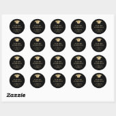 Elegant zwart goud Afstuderen retouradres Ronde Sticker (Vel)
