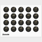 Elegant zwart goud Afstuderen retouradres Ronde Sticker (Vel)