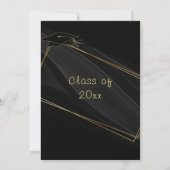 Elegant Zwart Goud Afstuderen Uitnodiging Kaart (Achterkant)