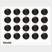 Elegant Zwart Goud Agaat 1e Verjaardagsfeestje Ronde Sticker (Vel)