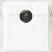 Elegant Zwart Goud Agaat 20ste Jubileumfeest Ronde Sticker (Tas)