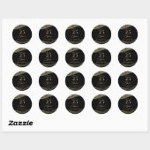 Elegant zwart goud agaat 25e verjaardagsfeest ronde sticker (Vel)