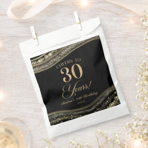 Elegant zwart goud agaat 30e verjaardag partij bedankzakje