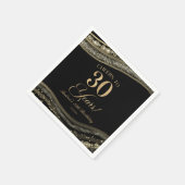 Elegant zwart goud agaat 30e verjaardag partij servet (Hoek)