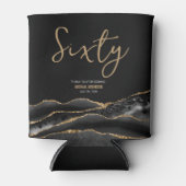 Elegant Zwart Goud Agaat 60e Verjaardagsfeestje Blikjeskoeler (Voorkant)