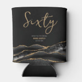 Elegant Zwart Goud Agaat 60e Verjaardagsfeestje Blikjeskoeler (Achterkant)