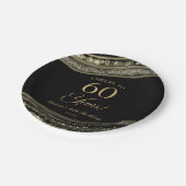 Elegant Zwart Goud Agaat 60e Verjaardagsfeestje Papieren Bordje (Gekanteld)