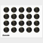 Elegant Zwart Goud Agaat 60e Verjaardagsfeestje Ronde Sticker (Vel)