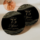 Elegant zwart goud agaat 75e verjaardagsfeest papieren bordje