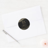 Elegant zwart goud agaat 75e verjaardagsfeest ronde sticker (Envelop)