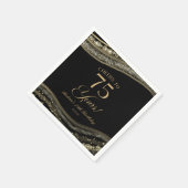 Elegant zwart goud agaat 75e verjaardagsfeest servet (Hoek)