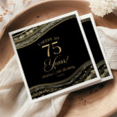 Elegant zwart goud agaat 75e verjaardagsfeest servet