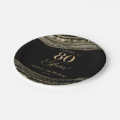 Elegant zwart goud agaat 80ste verjaardag partij papieren bordje (Gekanteld)
