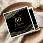 Elegant zwart goud agaat 80ste verjaardag partij servet