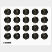 Elegant zwart goud agaat 90ste verjaardagsfeest ronde sticker (Vel)