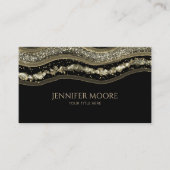 Elegant Zwart Goud Agaat Border Custom Visitekaartje (Voorkant)