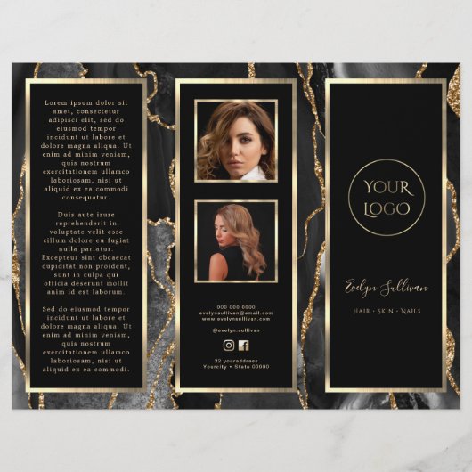 Elegant zwart goud agaat brochure (Voorkant)