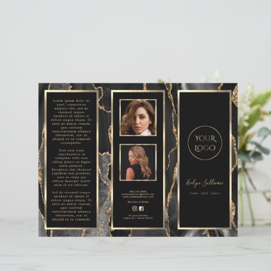 Elegant zwart goud agaat brochure (Staand voorkant)