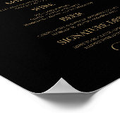 Elegant zwart goud agaat feestbar menu bord poster (Hoek)