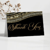 Elegant Zwart Goud Agaat Jubileumfeest Bedankkaart