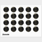 Elegant Zwart Goud Agate 5e Verjaardagsfeest Ronde Sticker (Vel)