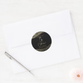 Elegant Zwart Goud Agate 5e Verjaardagsfeest Ronde Sticker (Envelop)