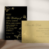 Elegant zwart goud  antiek bruiloft kaart