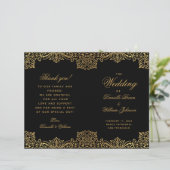 Elegant zwart goud Antiek gevouwen bruiloft progra (Staand voorkant)