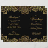 Elegant zwart goud Antiek gevouwen bruiloft progra (Voorkant / Achterkant)